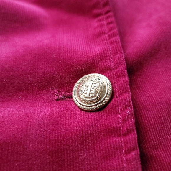 Talbots Corduroy Cotton Stretch 2-Button Blazer size 16W Red Gold Hardware - Picture 2 of 11